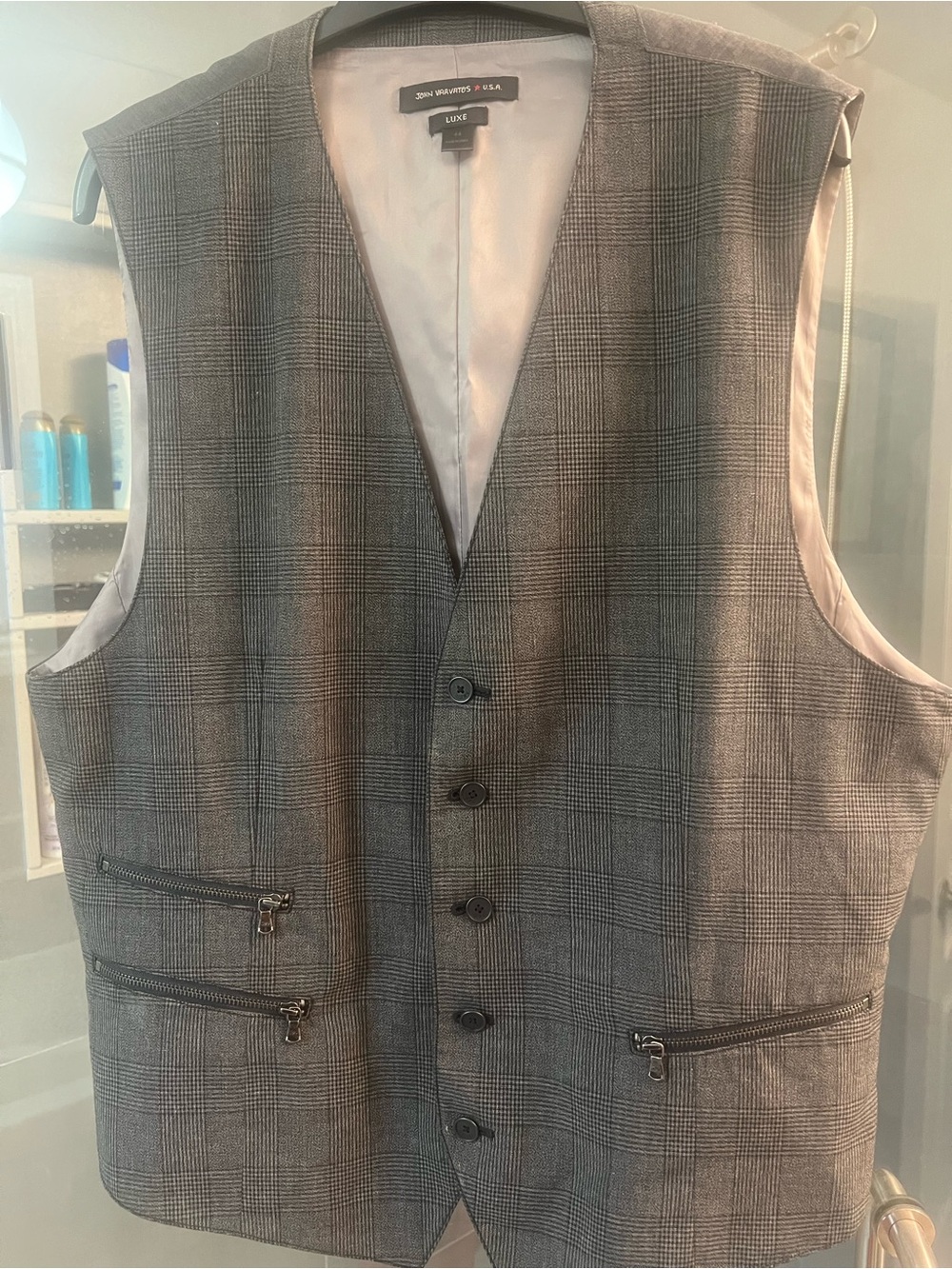 Varvatos Gray Plaid Vest - Luxe